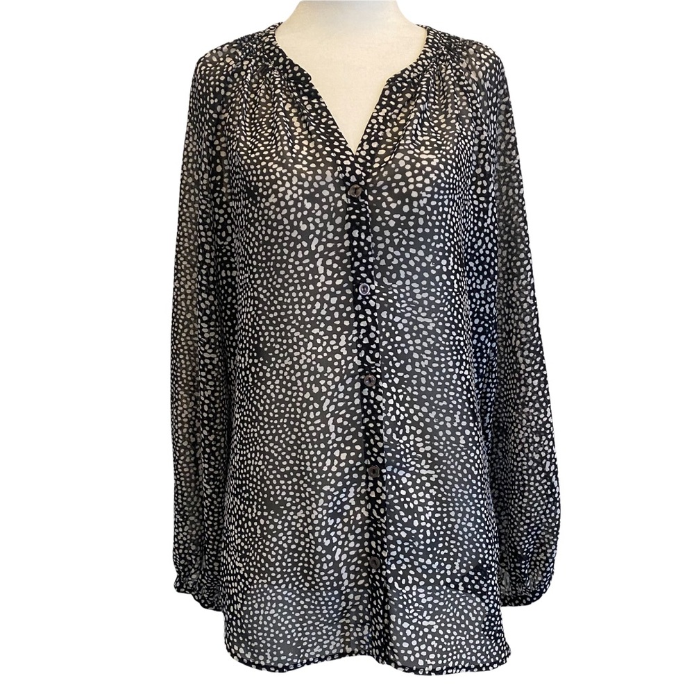 Kut from the Cloth Black and White Semi Sheer Blouse M